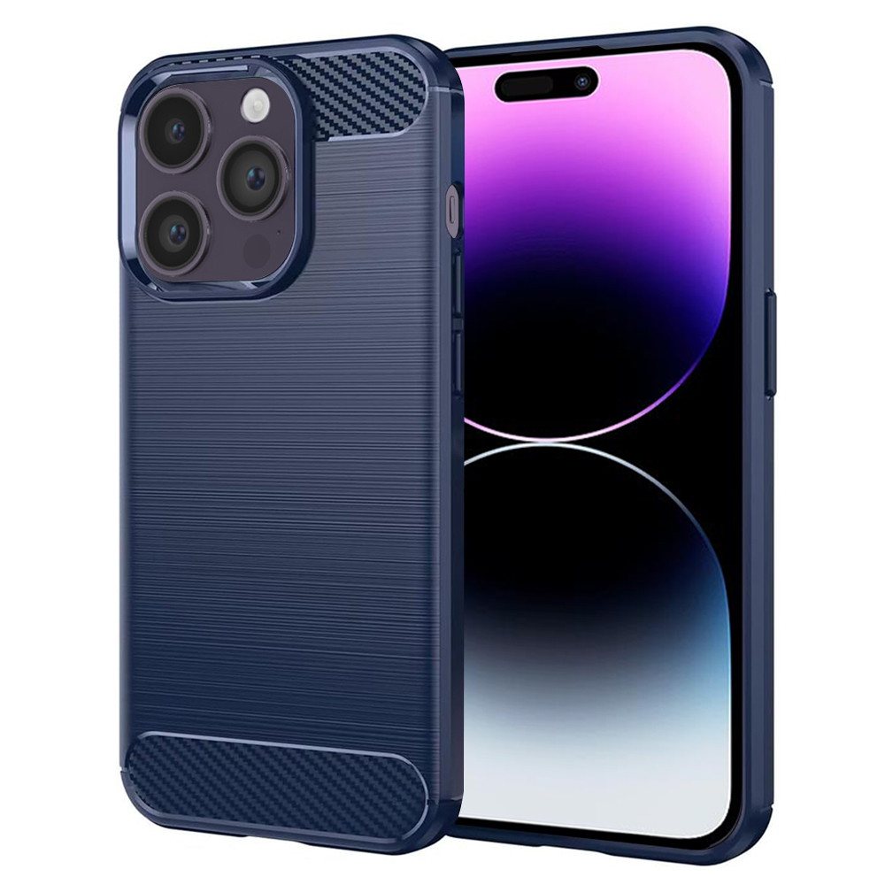 Techsuit Carbon Silicone kryt na iPhone 14 Pro Max – modrý KF2328067