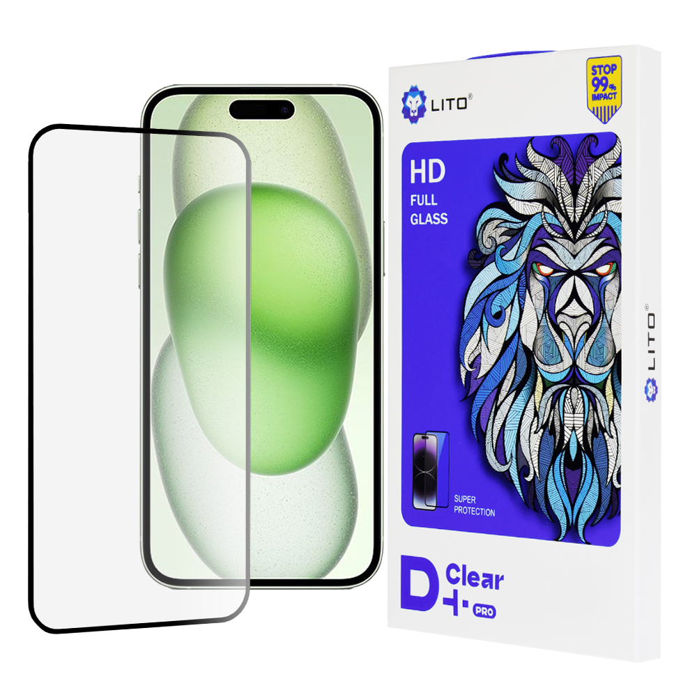 Lito D+ Pro Clear ochranné sklo na iPhone 15 Plus – čierne KF2330327