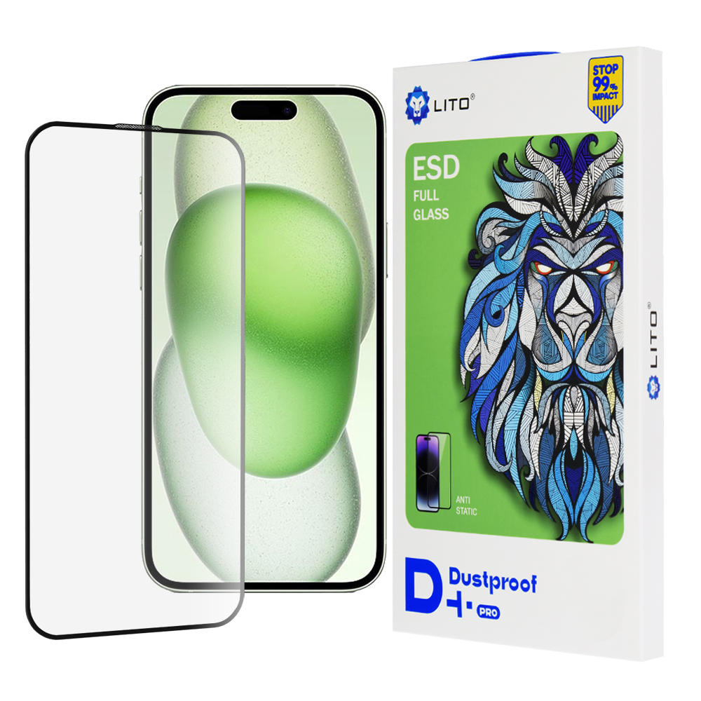 Lito D+ Pro Dustproof ochranné sklo na iPhone 15 Plus – čierne KF2330340