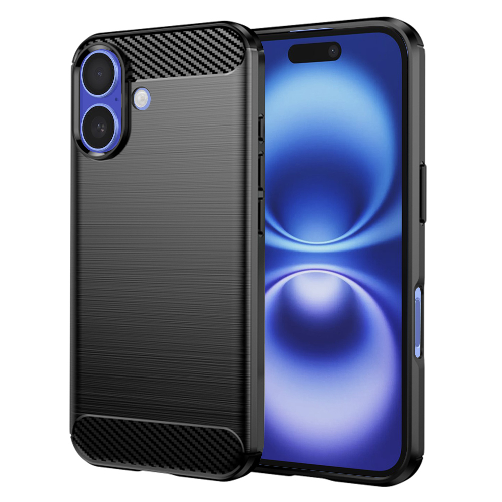 Techsuit Carbon Silicone kryt na iPhone 16 – čierny KF2330523