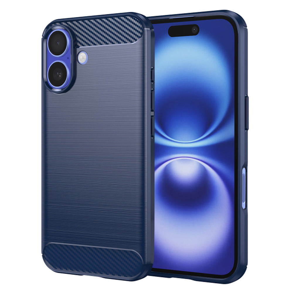 Techsuit Carbon Silicone kryt na iPhone 16 – modrý KF2330524