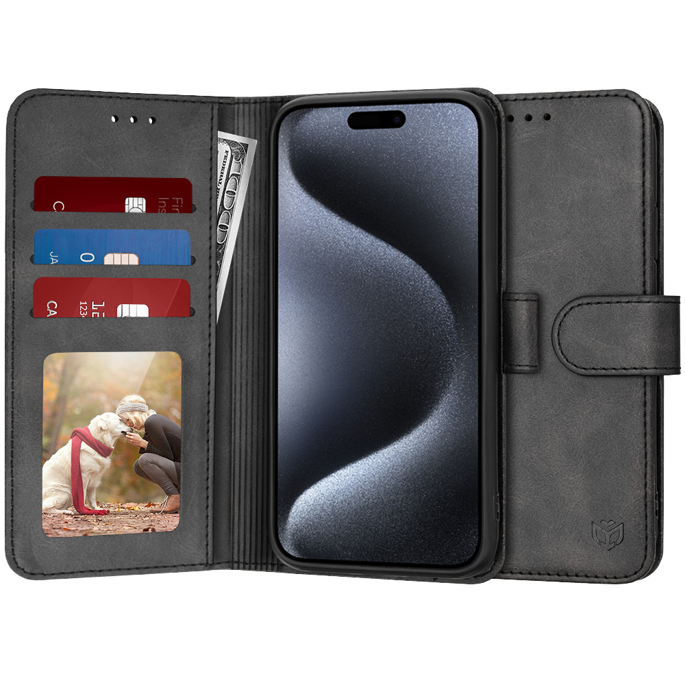 Techsuit Diary Book puzdro na iPhone 15 Pro – čierny KF2321194