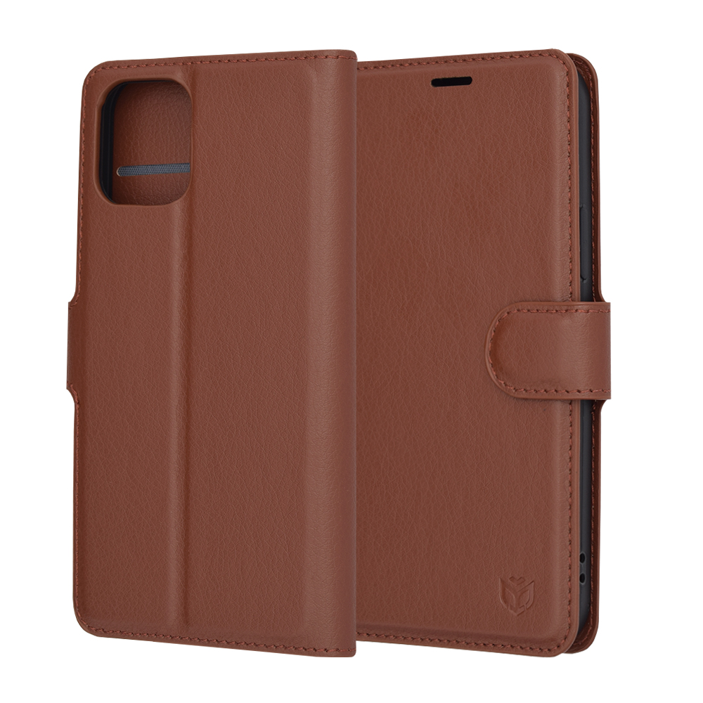 Techsuit Leather Folio puzdro na iPhone 12 – hnedý KF2323478