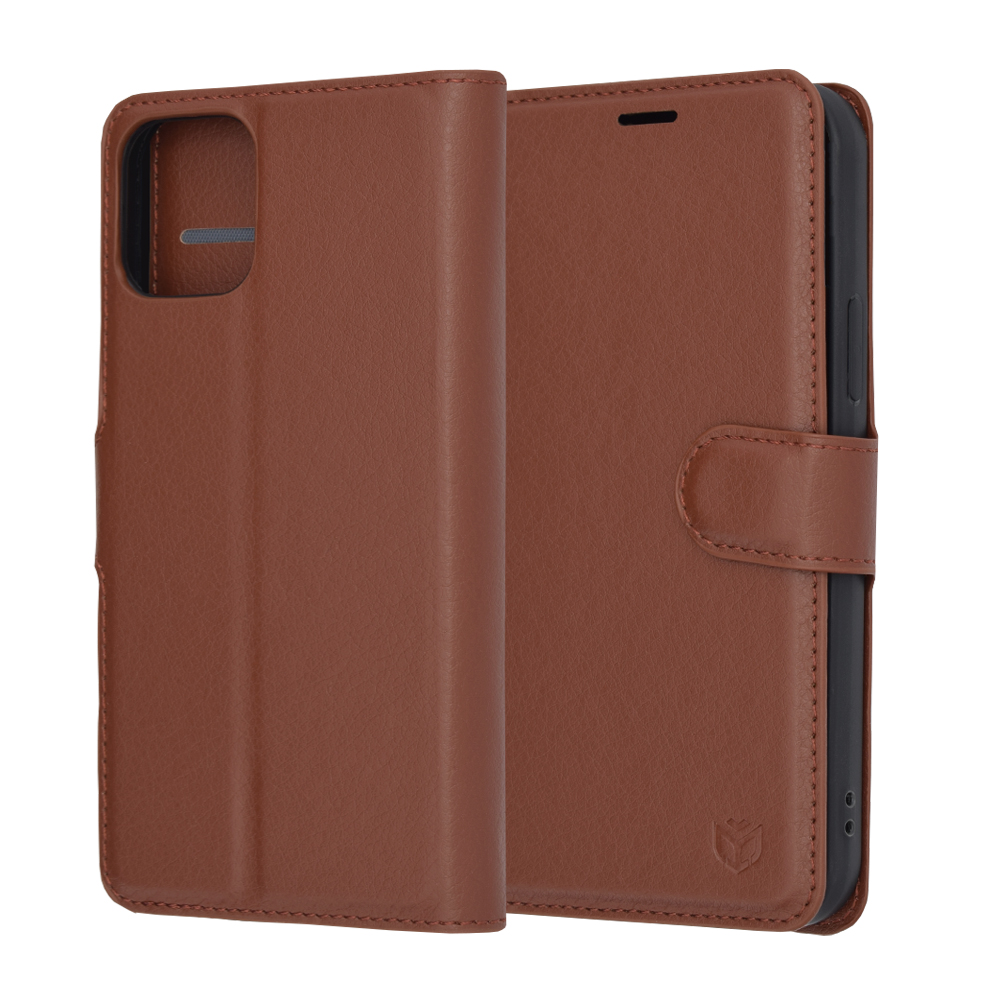 Techsuit Leather Folio puzdro na iPhone 12 Pro – hnedý KF2323482