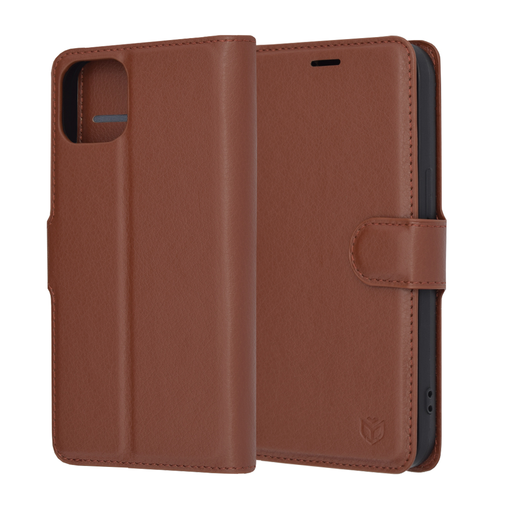 Techsuit Leather Folio puzdro na iPhone 13 – hnedý KF2323492