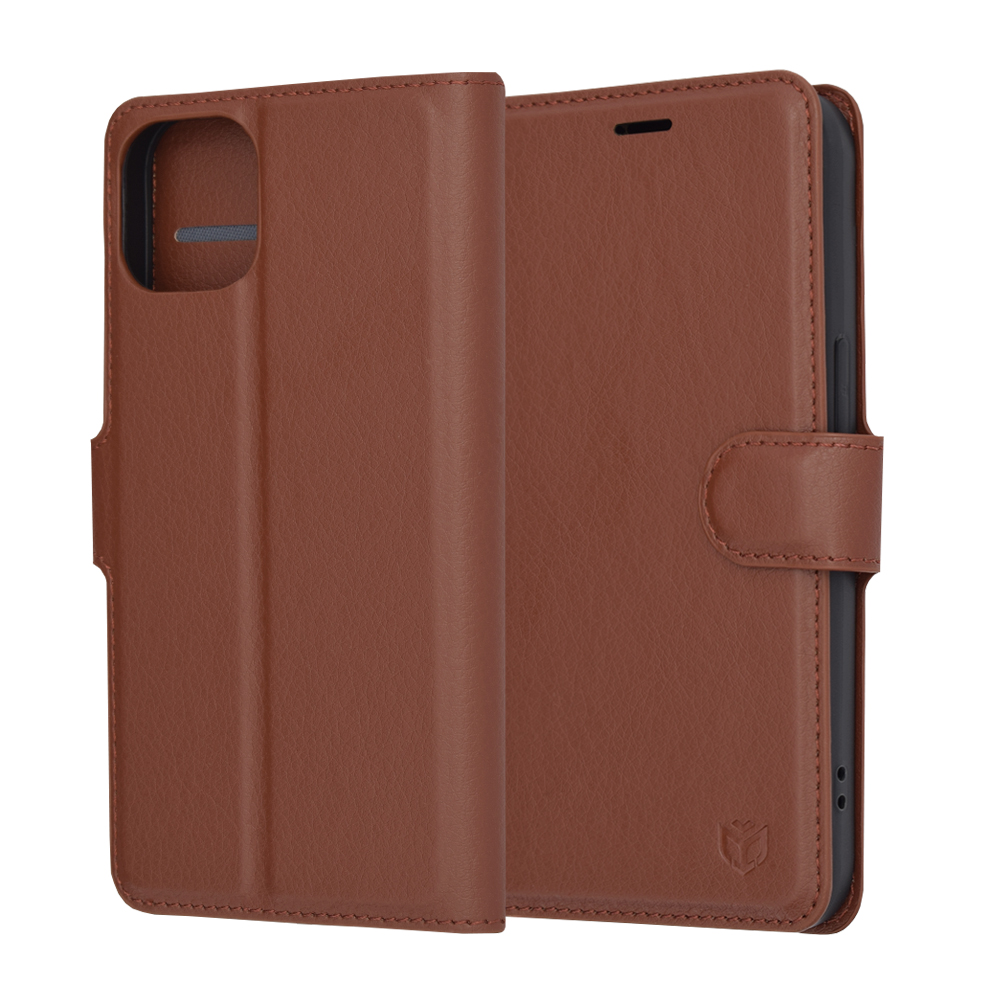 Techsuit Leather Folio puzdro na iPhone 14 – hnedý KF2323498