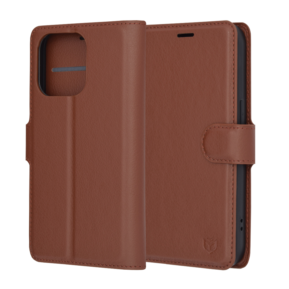 Techsuit Leather Folio puzdro na iPhone 14 Pro – hnedý KF2323502