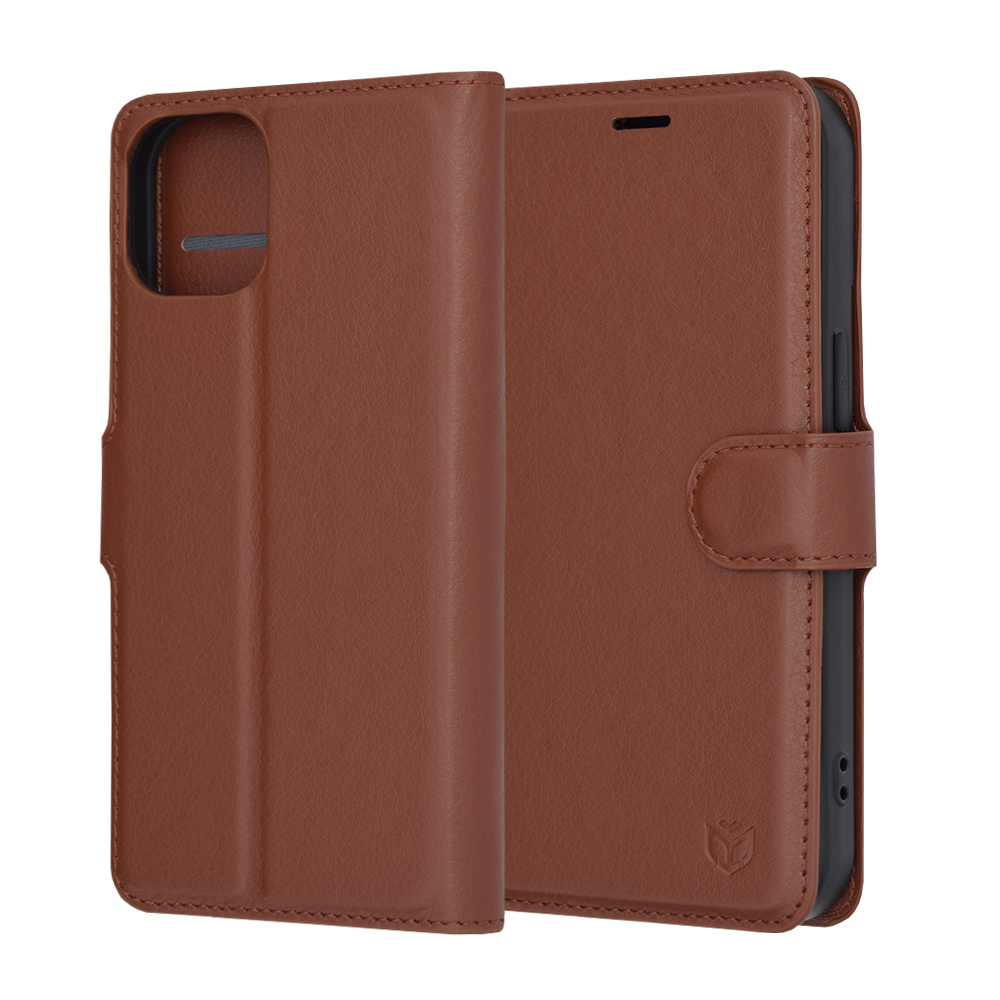 Techsuit Leather Folio puzdro na iPhone 15 – hnedý KF2323530