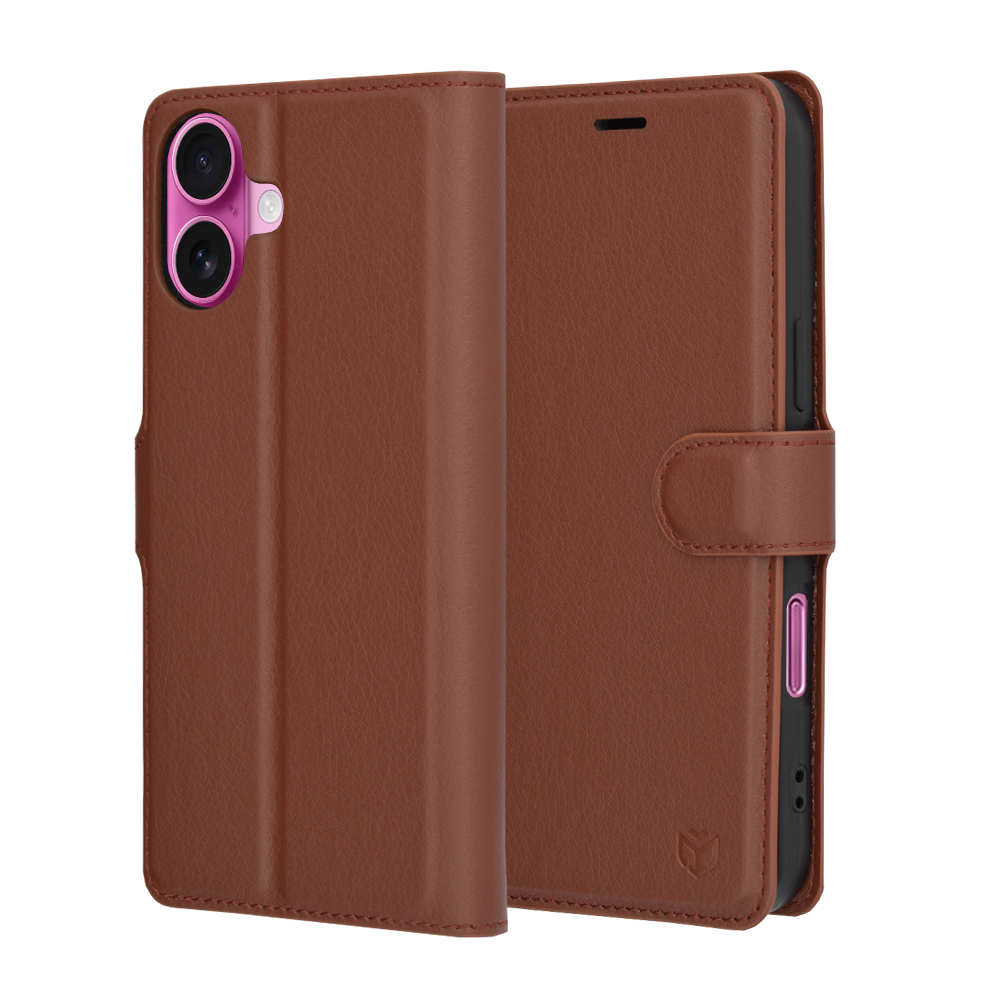 Techsuit Leather Folio puzdro na iPhone 16 Plus – hnedý KF2330518