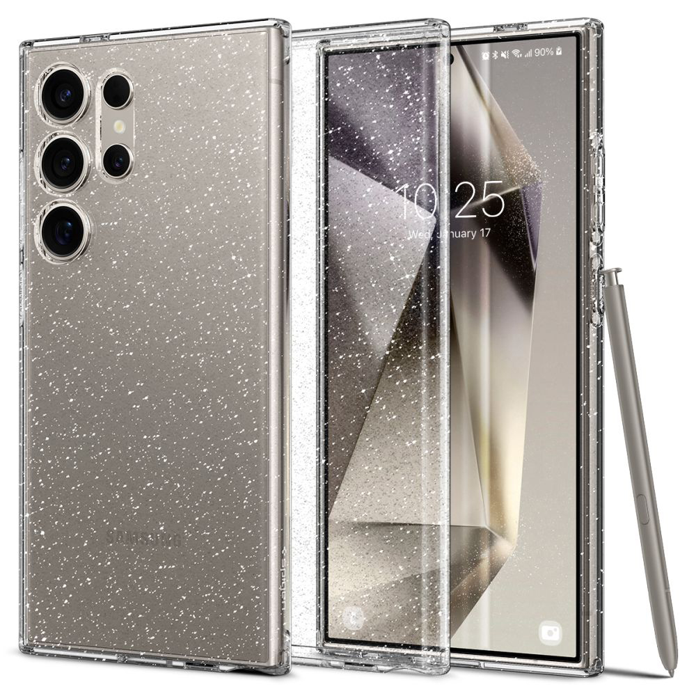 Spigen Liquid Crystal Glitter kryt na Samsung Galaxy S24 Ultra – krištáľový kremeň (Crystal Quartz) KF2318843
