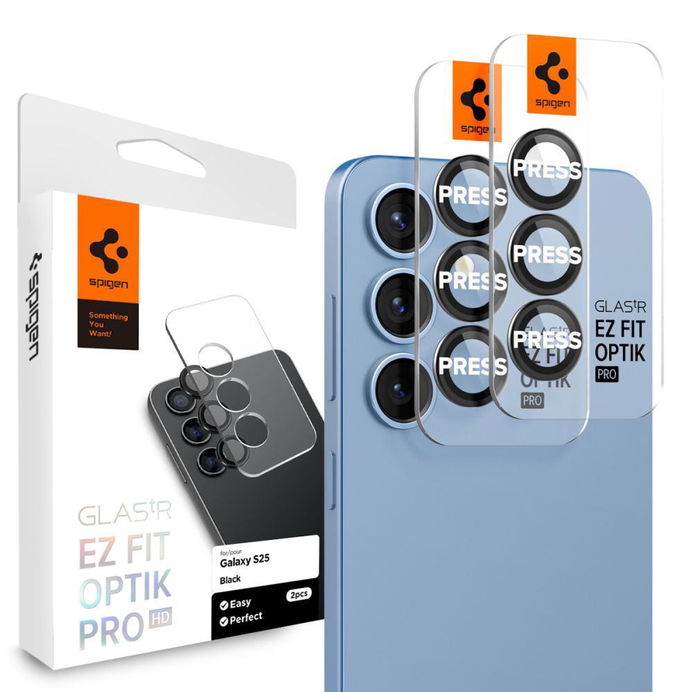 Spigen Optik.tR EZ Fit Pro Camera Glass (2 pack) sklo na kameru Samsung Galaxy S25 – čierne KF2345947