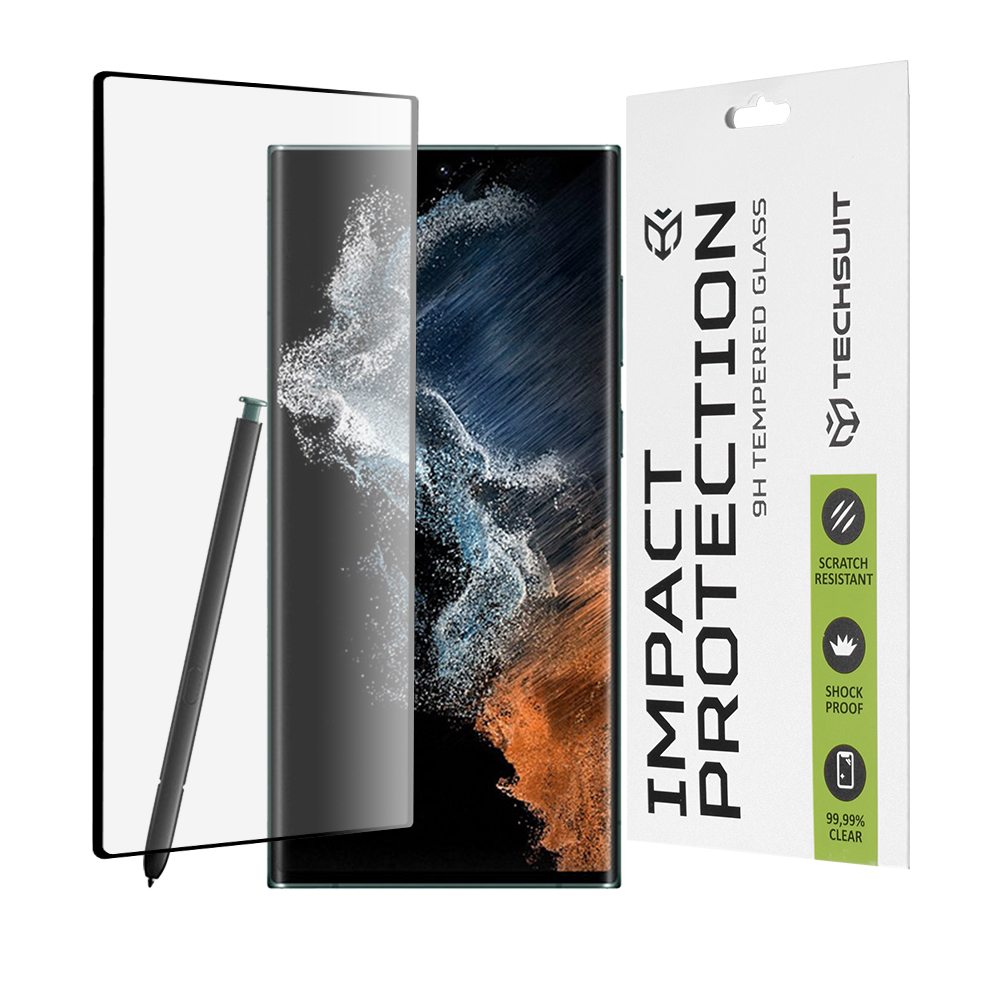 Techsuit 111D Full Cover / Full Glue Glass / 3D Curved Screen ochranné sklo na Samsung Galaxy S22 Ultra 5G – čierne KF2314529