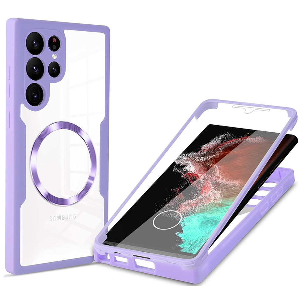 Techsuit ColorVerse 360 – ochrana obrazovky + puzdro na Samsung Galaxy S22 Ultra 5G – fialový KF2335945