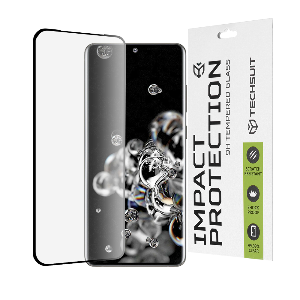 Techsuit 111D Full Cover / Full Glue Glass / 3D Curved Screen ochranné sklo na Samsung Galaxy S20 Ultra 4G / S20 Ultra 5G – čierne KF2344991