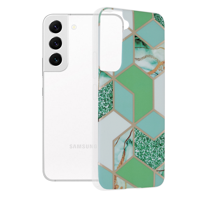 Techsuit Marble Series – puzdro na Samsung Galaxy S22 – Green Hex KF238986
