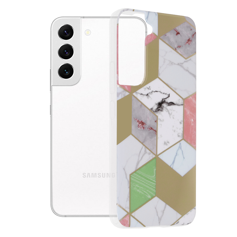 Techsuit Marble Series – puzdro na Samsung Galaxy S22 – Purple Hex KF238984