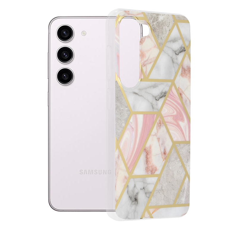 Techsuit Marble Series – puzdro na Samsung Galaxy S23 – Pink Hex KF2311361
