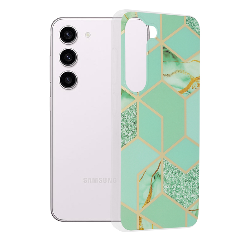 Techsuit Marble Series – puzdro na Samsung Galaxy S23 – Green Hex KF2311362