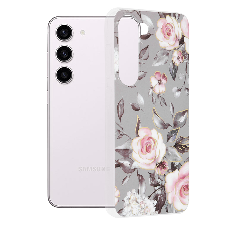 Techsuit Marble Series – puzdro na Samsung Galaxy S23 – Bloom of Ruth Gray KF2311364