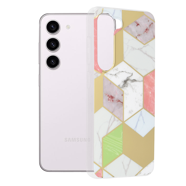 Techsuit Marble Series – puzdro na Samsung Galaxy S23 – Purple Hex KF2311365