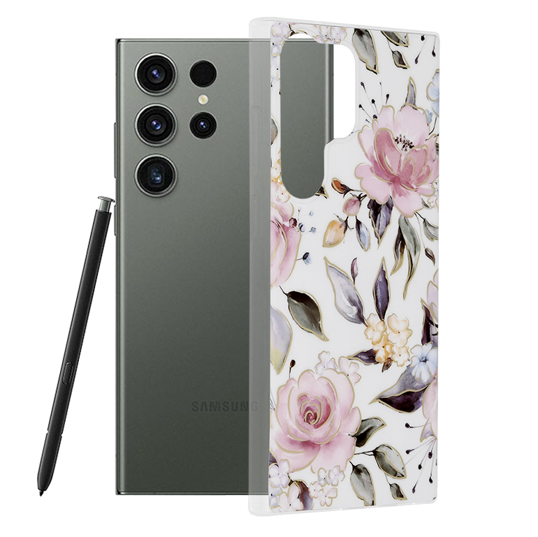 Techsuit Marble Series – puzdro na Samsung Galaxy S23 Ultra – Chloe White KF2311372