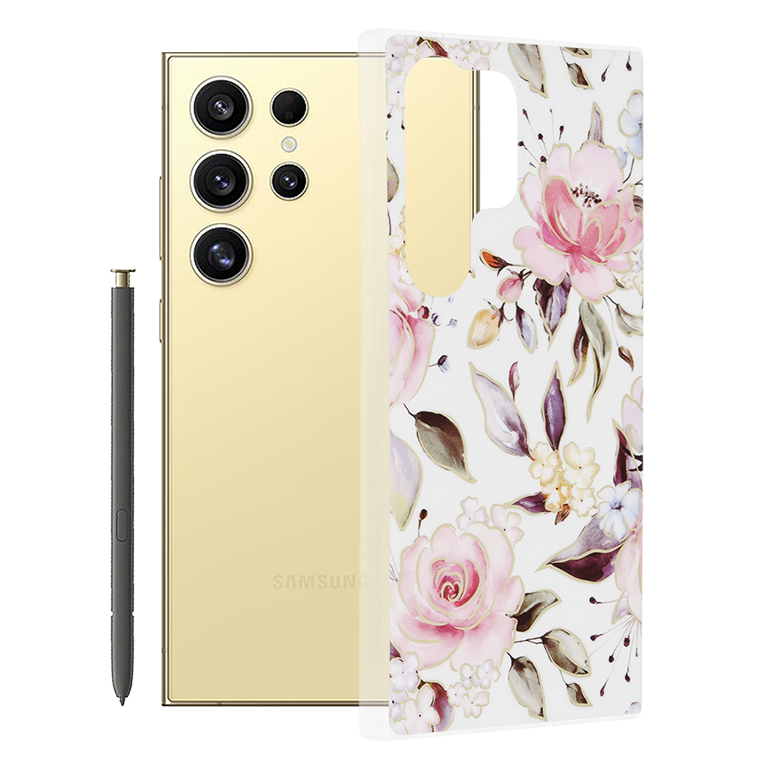 Techsuit Marble Series – puzdro na Samsung Galaxy S24 Ultra – Chloe White KF2317463
