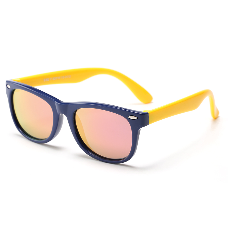 Techsuit Slnečné okuliare polarizačné (D802) - pre deti, UV ochrana - žltá / tmavomodrá KF2313399