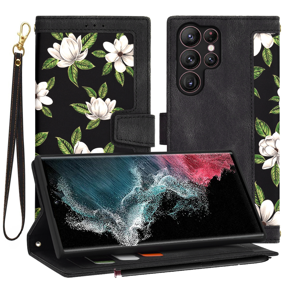 Techsuit FlipCraft – puzdro na Samsung Galaxy S22 Ultra 5G – Flowers of the Dawn KF2328442