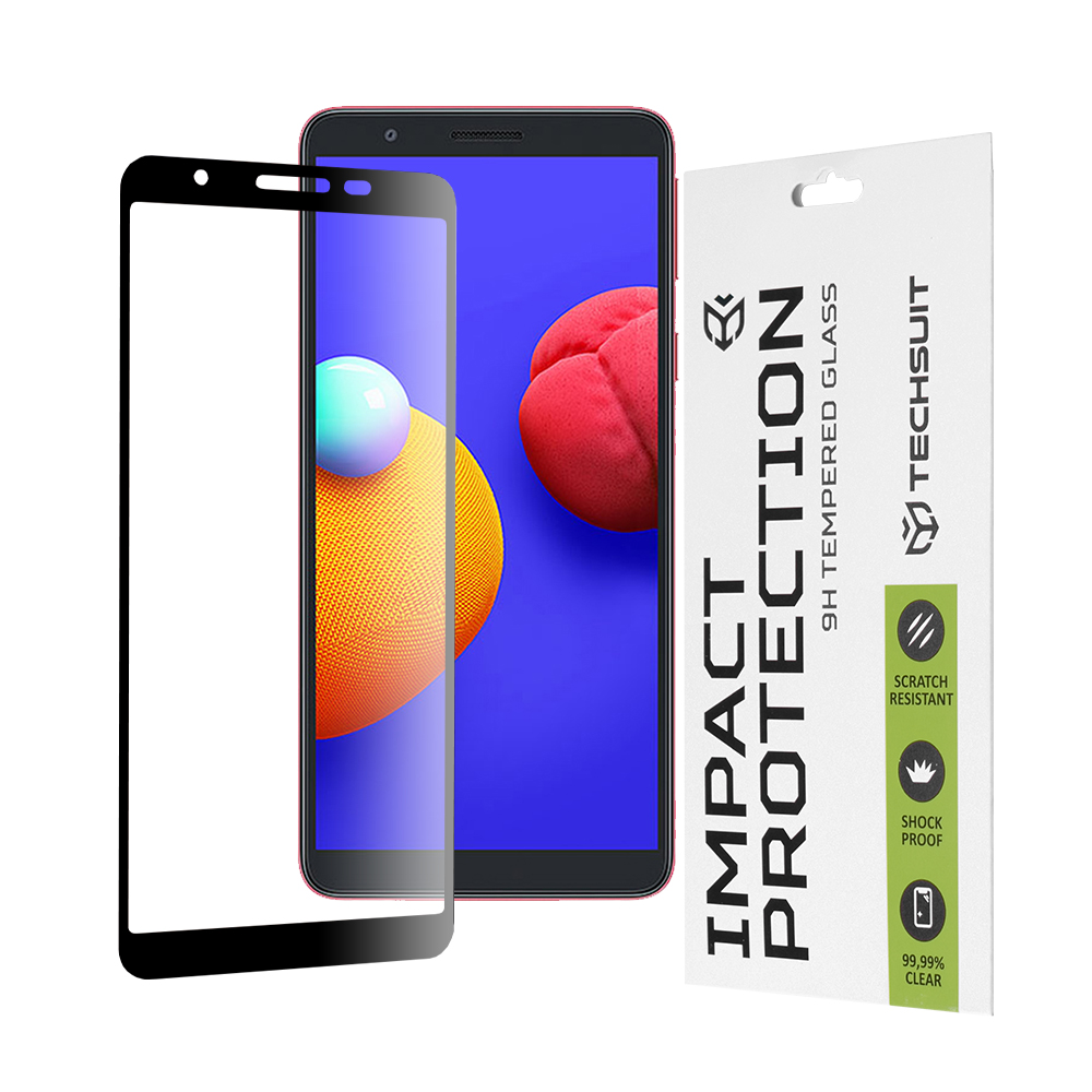 Techsuit 111D Full Cover / Full Glue Glass ochranné sklo na Samsung Galaxy A01 Core / M01 Core – čierne KF235626