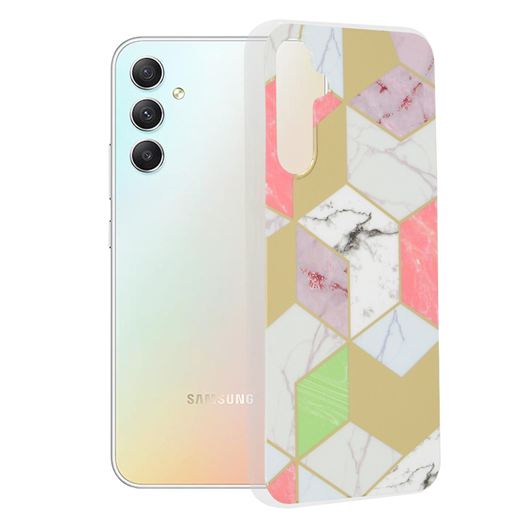Techsuit Marble Series – puzdro na Samsung Galaxy A34 5G – Purple Hex KF2312210