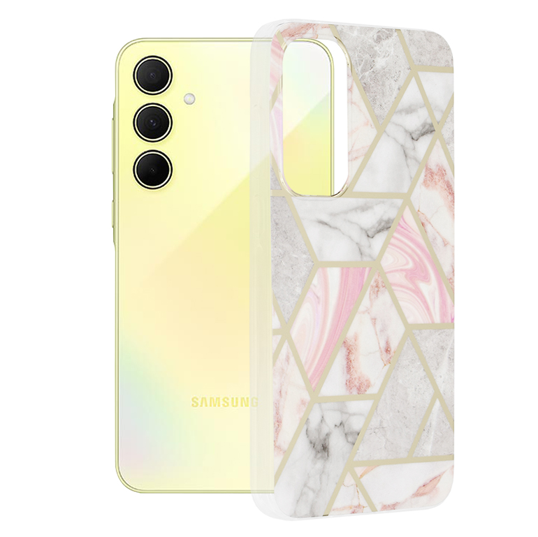 Techsuit Marble Series – puzdro na Samsung Galaxy A35 5G – Pink Hex KF2318361