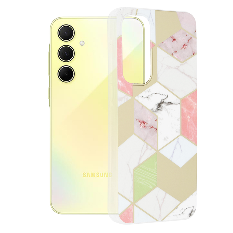 Techsuit Marble Series – puzdro na Samsung Galaxy A35 5G – Purple Hex KF2318365