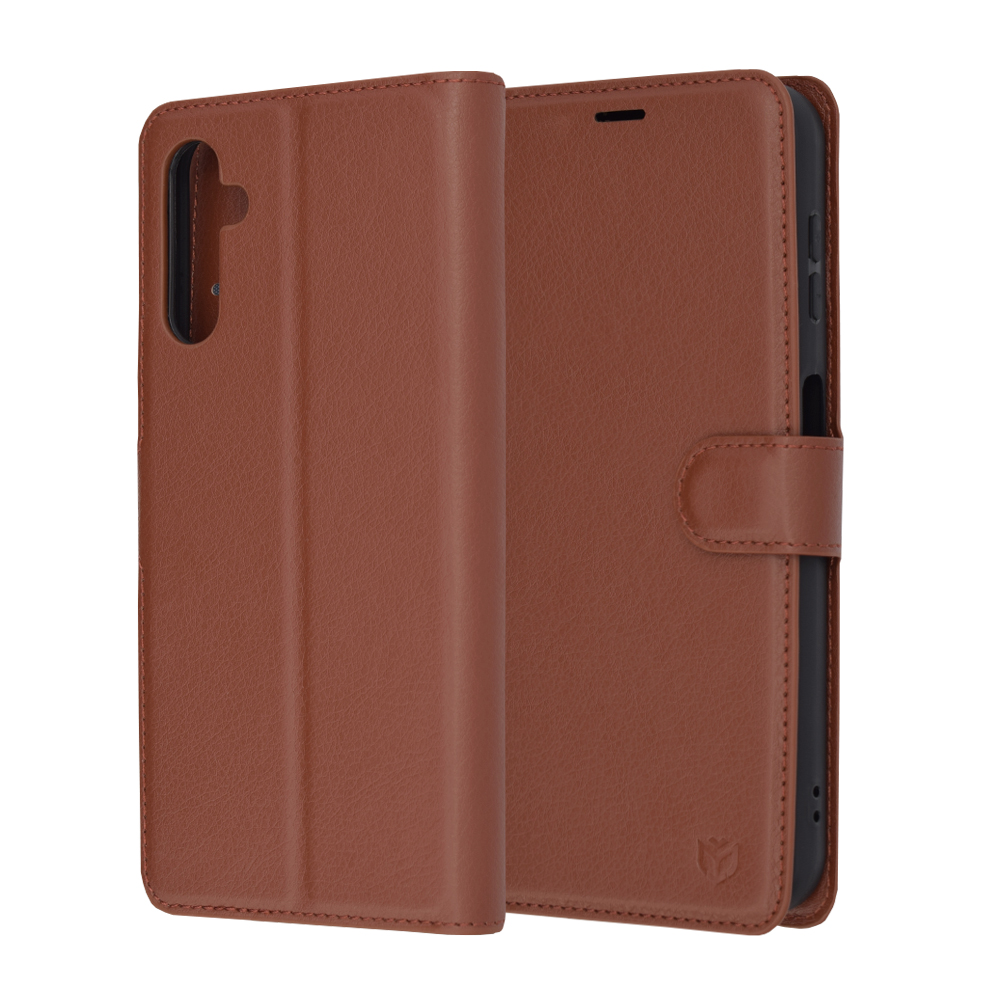 Techsuit Leather Folio – puzdro na Samsung Galaxy A14 4G / A14 5G – hnedý KF2323741