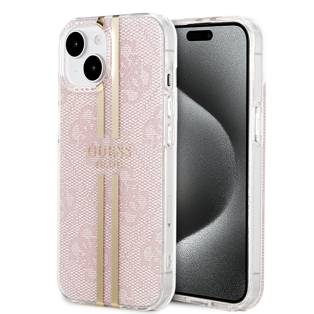 Guess Hardcase IML 4G Gold Stripe kryt na iPhone 15 – ružový KF2340096