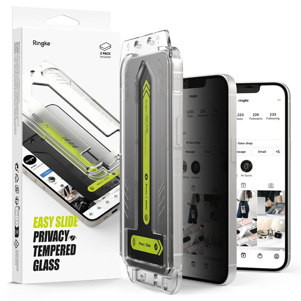 Ringke Easy Slide Privacy Tempered Glass 2-pack ochranné sklo na iPhone 16e – čierne KF2346433