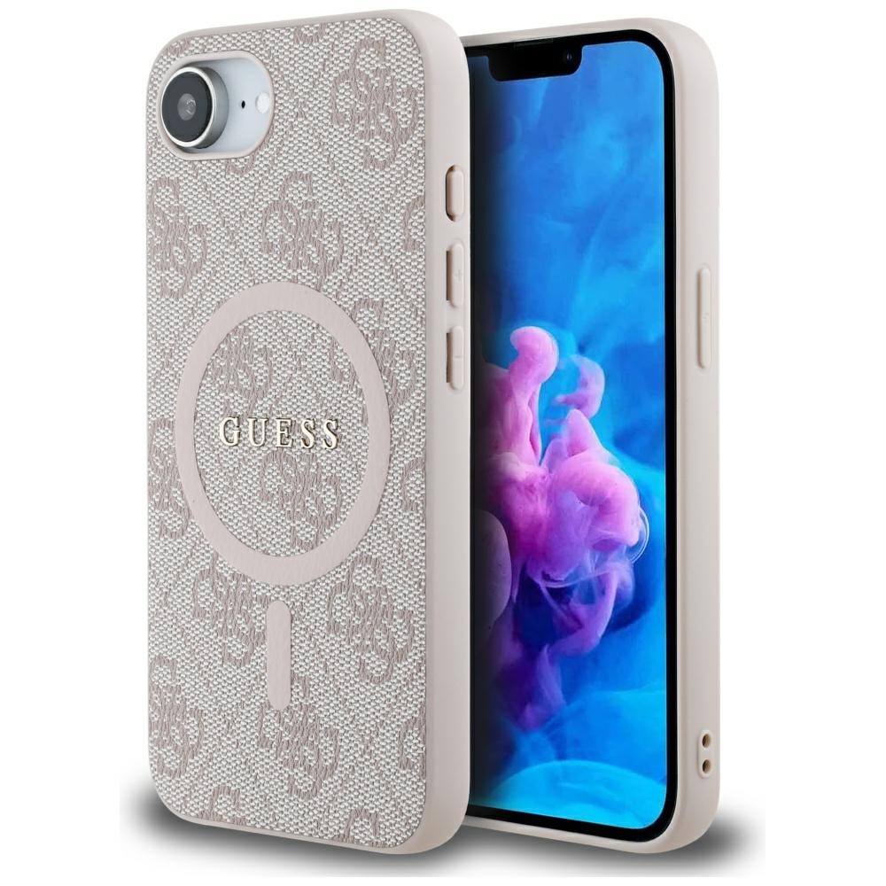 Guess 4G Ring Classic Logo MagSafe kryt na iPhone 16e – ružový KF2347183