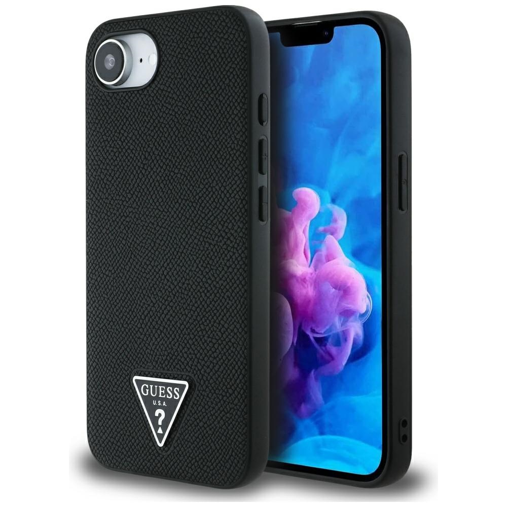 Guess Grained PU Triangle Logo MagSafe kryt na iPhone 16e – čierny KF2347189