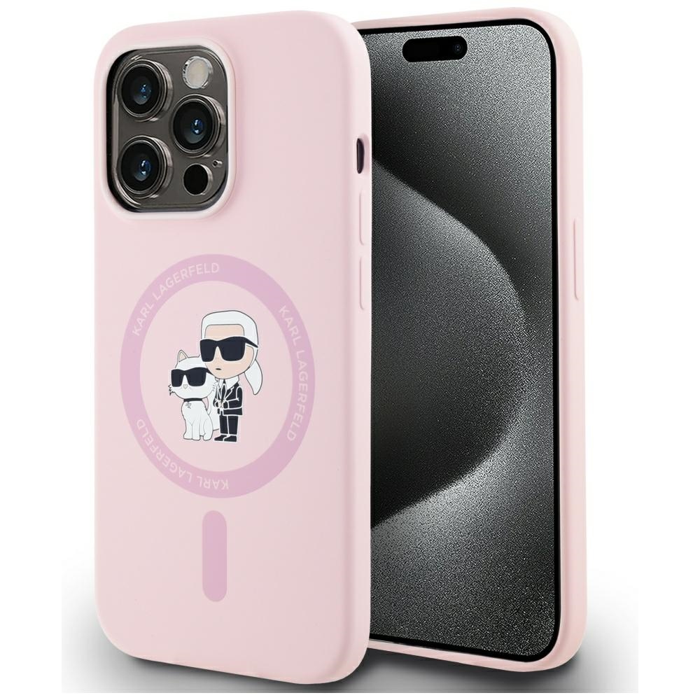Karl Lagerfeld Silicone MagSafe kryt na iPhone 14 Pro Max – ružový Karl & Choupette KF2347196