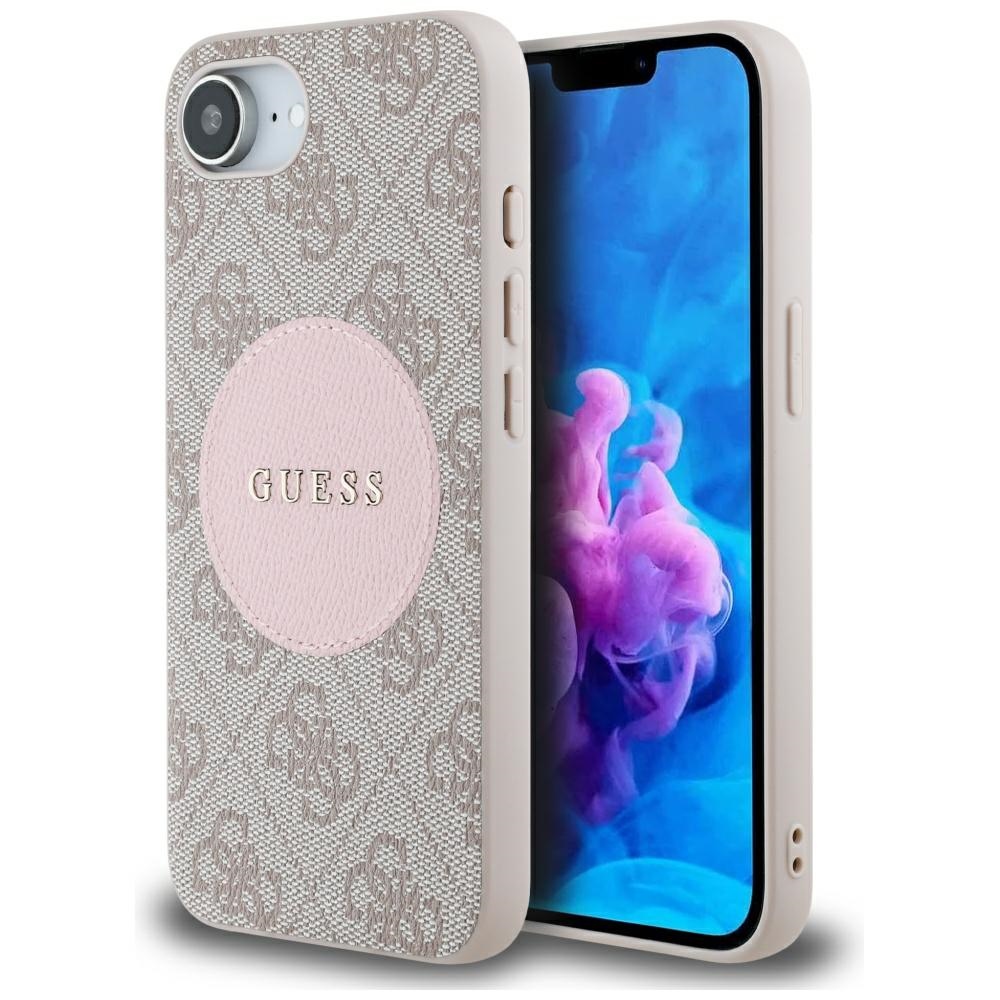 Guess 4G Circle Classic Logo MagSafe kryt na iPhone 16e – ružový KF2347220