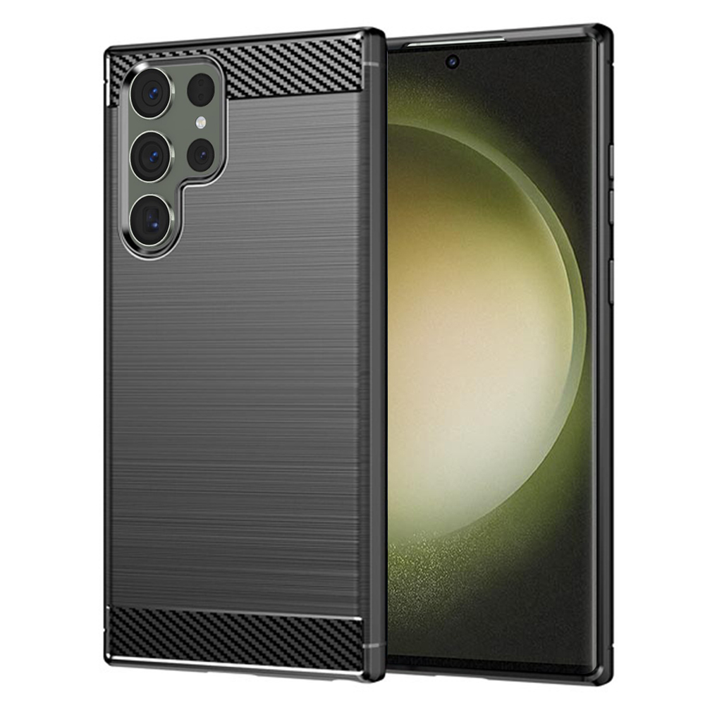 Techsuit Carbon Silicone silikónový obal pre Samsung Galaxy S23 Ultra – čierny KF2311252