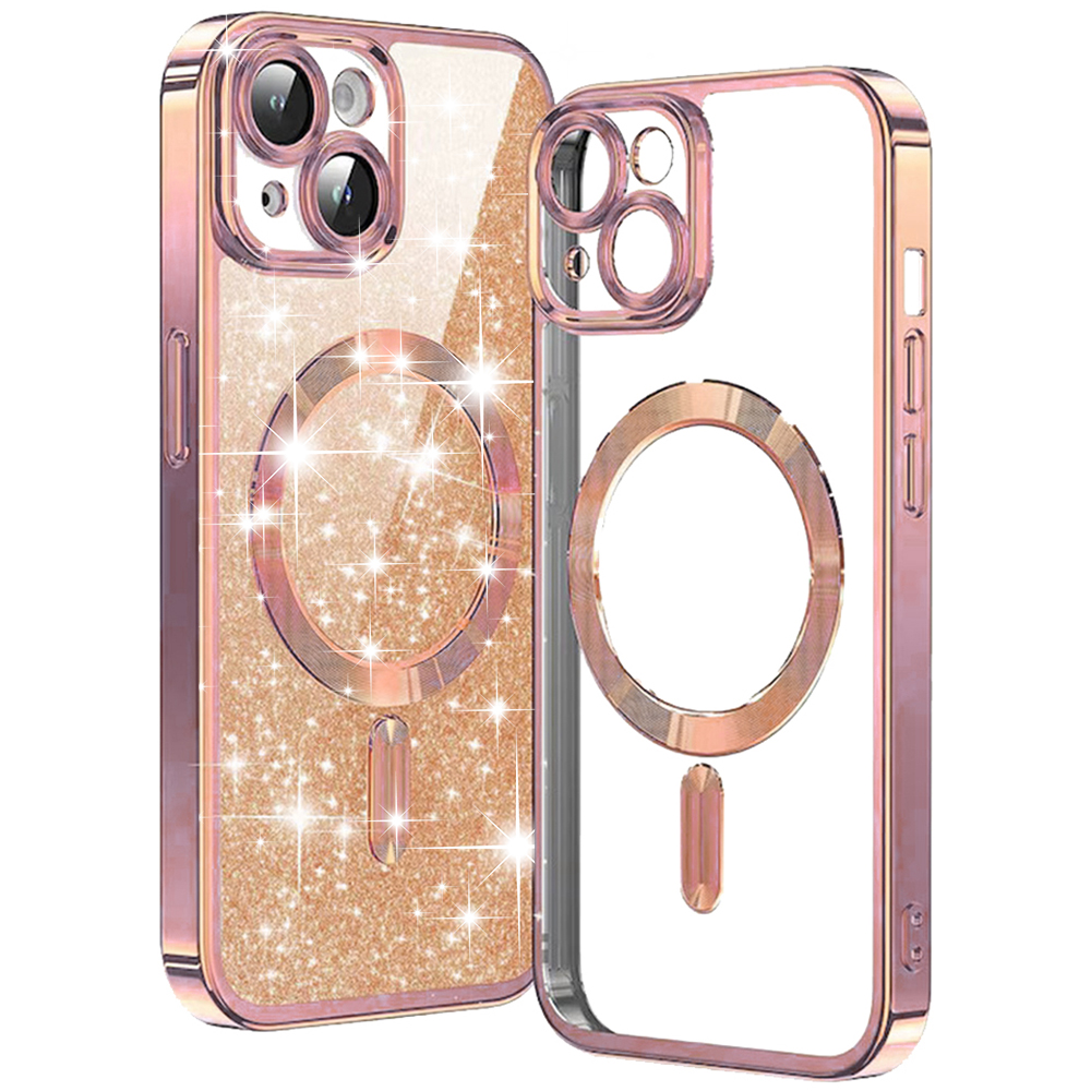 Techsuit Luxury Glitter MagSafe puzdro pre iPhone 15 Plus – ružovozlaté KF2325024