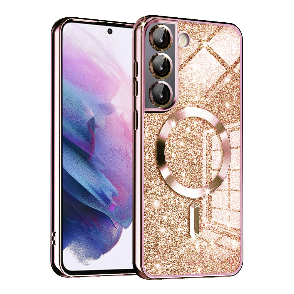 Techsuit Luxury Glitter MagSafe puzdro pre Samsung Galaxy S21 5G – ružovozlaté KF2325046