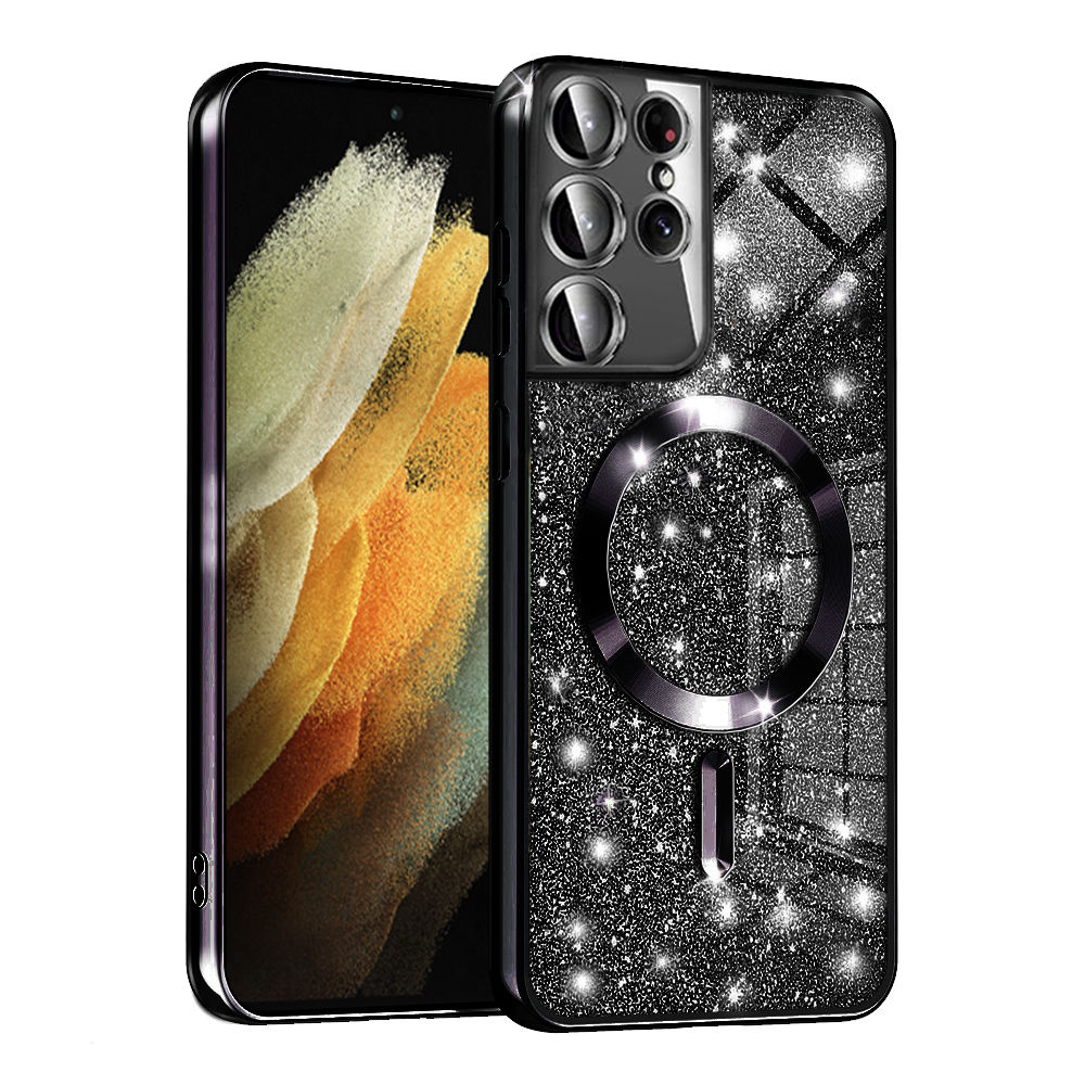 Techsuit Luxury Glitter MagSafe puzdro pre Samsung Galaxy S21 Ultra 5G – čierne KF2325058