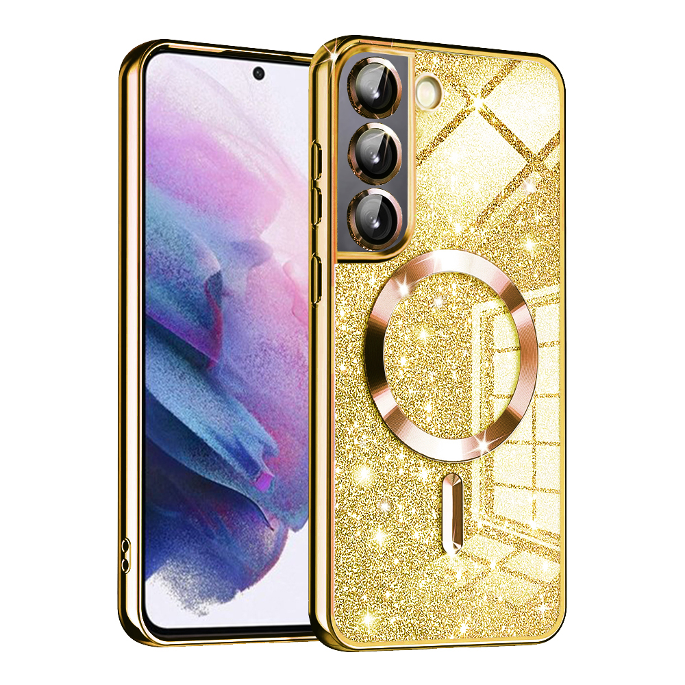 Techsuit Luxury Glitter MagSafe puzdro pre Samsung Galaxy S21 FE 5G – zlaté KF2325074