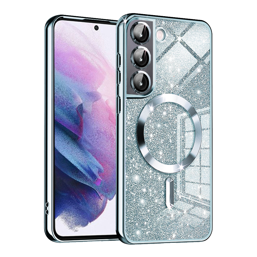 Techsuit Luxury Glitter MagSafe puzdro pre Samsung Galaxy S21 FE 5G – svetlomodré KF2325075
