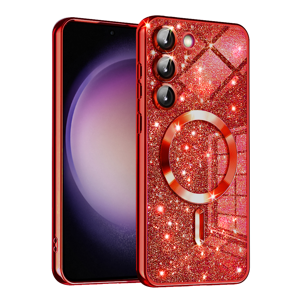 Techsuit Luxury Glitter MagSafe puzdro pre Samsung Galaxy S23 – červené KF2325115