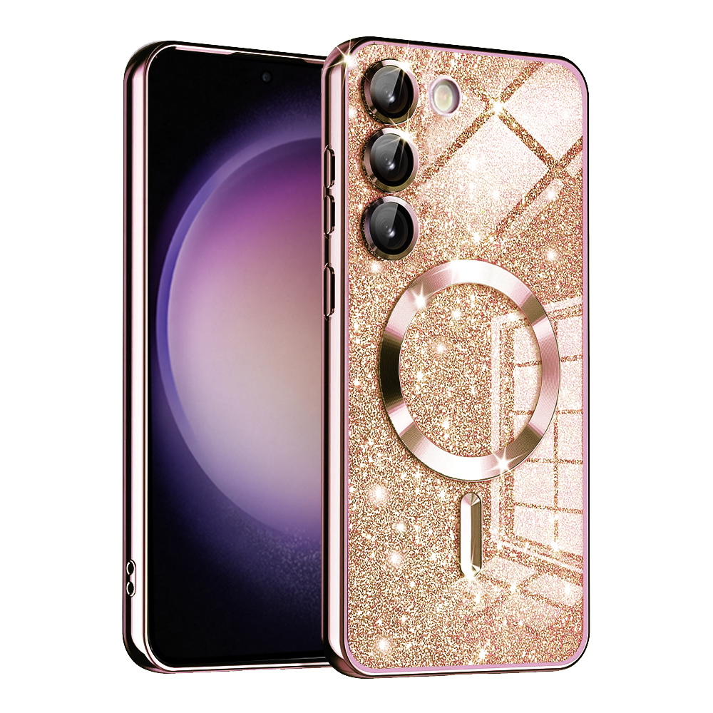 Techsuit Luxury Glitter MagSafe puzdro pre Samsung Galaxy S23 – ružovozlaté KF2325123