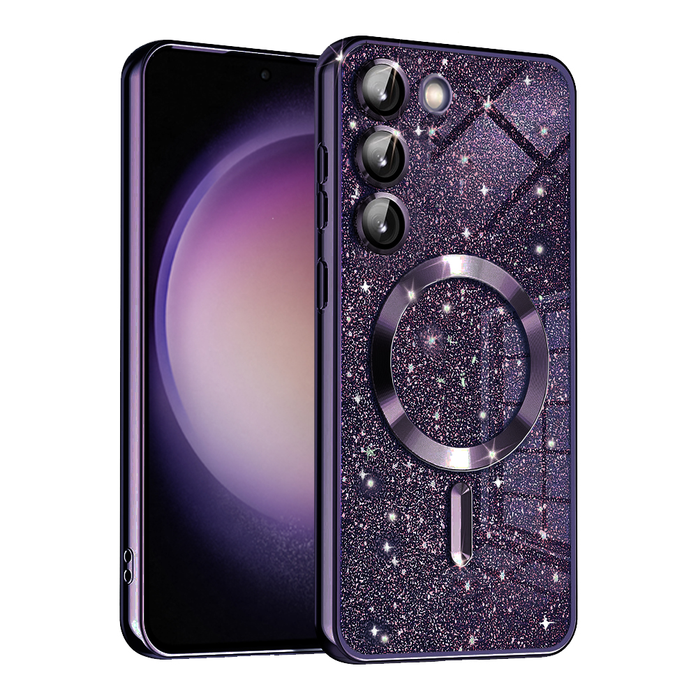 Techsuit Luxury Glitter MagSafe puzdro pre Samsung Galaxy S23 – tmavofialové KF2325120