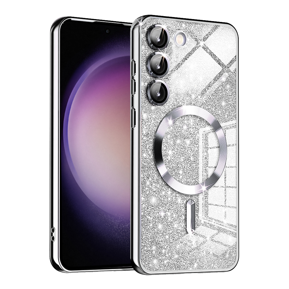 Techsuit Luxury Glitter MagSafe puzdro pre Samsung Galaxy S23 Plus – strieborné KF2325128