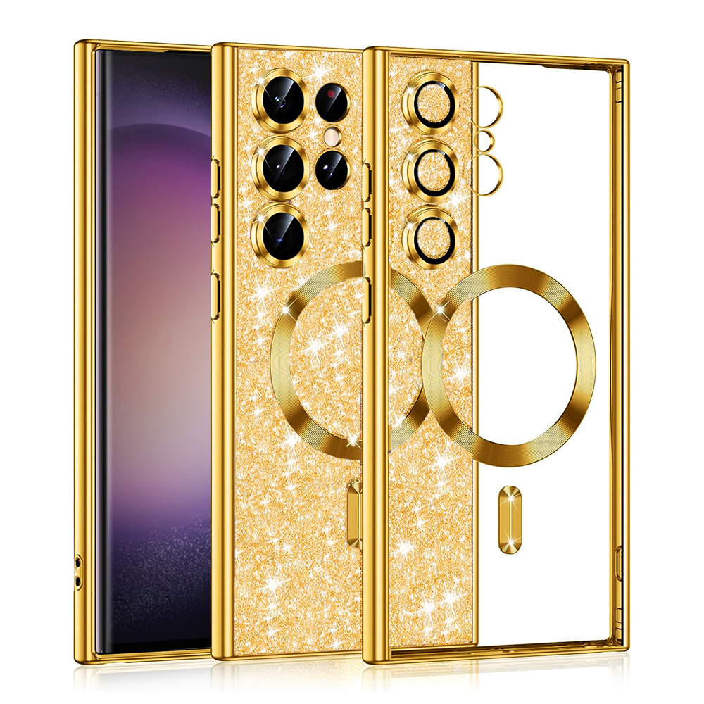 Techsuit Luxury Glitter MagSafe puzdro pre Samsung Galaxy S23 Ultra – zlaté KF2325140